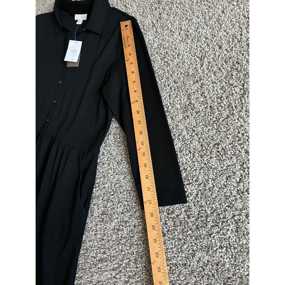 J. Jill Women's Sz XS 3/4 Sleeve Black Button-Front Dress Cotton Blend - Picture 9 of 11